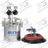 BINKS Paint Pressure Pot: Steel, 2.8 gal Capacity, 80 psi Op Pressure - Max, Paint Pressure Pot (MPN 98C-357). Key specifications — Brand: BINKS; Material: Steel; Includes: 15 ft Air Hose Assembly.