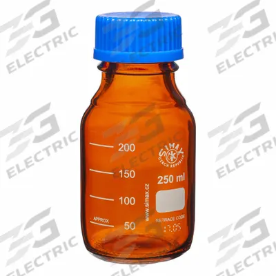 UNITED SCIENTIFIC SUPPLIES Media/Storage Bottle: 250 mL, Cap, GL-45, 143 mm, Amber - Glass Lab Media Bottles