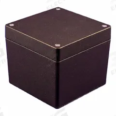 HAMMOND Enclosure: Die-Cast Aluminum, 4 in x 4 in x 4 in, NEMA 1/12/13/4/4X, Solid Cover, Screw On (MPN 1550Z137BK). Key specifications — Brand: HAMMOND; Closure Method: Screws; Enclosure Material: Die-Cast Aluminum; Knockouts: Not Included.