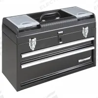 WESTWARD Tool Box: 20 1/2 in W 8 in D 13 3/4 in H, Steel, Black, Padlock, 1 Compartments (MPN 44ZJ87). Key specifications — attr1116905: Black; attr1116946: WESTWARD; attr1116904: Padlock.