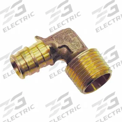 UPONOR Barbed Fitting Elbow: 1/2 in ID x 1/2 in Pipe Size, Barbed x MNPT, Brass - Expansion Brass Barbed Tube Fittings
