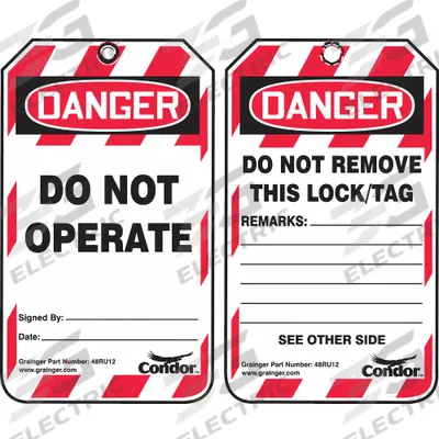CONDOR Lockout Tag: Danger, Do Not Operate, Plastic, Remarks, Write-On Surface - Safety