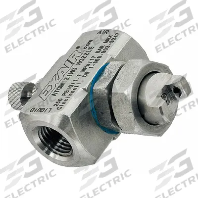 EXAIR Atomizing Spray Nozzle: Pressure, 0.9 scfm, Wide Angle Flat, 1/4 in FNPT - External Mix Air-Atomizing Spray Nozzles