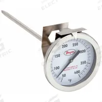 DWYER Clip On Dial Thermometer: 50°F to 400°F, +/- 2% Accuracy, 8 in Stem Lg, Fahrenheit (MPN CBT380121). Key specifications — Accuracy: +/- 2%; Brand: DWYER; Temperature Units: Fahrenheit.