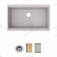 ELKAY Sink: 32 1/2 in Overall Lg, 19 3/8 in Overall Wd, 9 1/8 in Bowl Dp, 30 3/4 in Bowl Lg, 1 Bowls (MPN ELGRU13322WOGS0). Key specifications — Brand: ELKAY; Faucet Handle Type: None; Color Family: Silver/Gray.