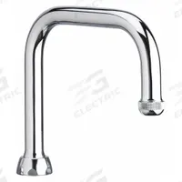 CHICAGO FAUCETS Spout: Spout, Gooseneck, Swivel Spout, Brass, Polished Chrome, Laminar, UNEF (MPN DB6AE1JKABCP). Key specifications — Includes: Mounting Hardware; Product Type: Spout; Spout Style: Swivel; Body Material: Brass; Color/Finish: Polished Chrome; Brand: CHICAGO FAUCETS.