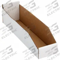 PACKAGING CORPORATION OF AMERICA Corrugated Shelf Bin: 17 in Overall Lg, 4 1/4 in x 4 3/4 in, White (MPN 1W771). Key specifications — Brand: PACKAGING CORPORATION OF AMERICA; % Recycled Content: 30-45%; Manufacturer Part Number: 1W771; Includes Dividers: Dividers Not Included; Electrostatic Discharge: Not Electrostatic Discharge Conductive.