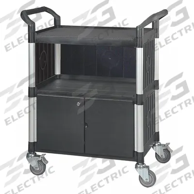 APPROVED VENDOR Enclosed Cart: Enclosed, 400 lb Max Load Capacity, 3 Shelves - Enclosed Plastic Carts