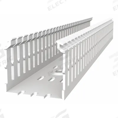 THOMAS & BETTS Wiring Duct: 1 1/2 in Nom Wd, 2.2 in Slot Ht, 3 in Nom Ht, 0.2 in Slot Wd - Screw-Mount Slotted Wiring Ducts & Snap-On Covers
