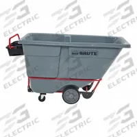 RUBBERMAID COMMERCIAL PRODUCTS Tilt Truck: 0.5 cu ft, 1,400 lb, 29 in L x 60 1/2 in W x 43 in H (MPN 2192465). Key specifications — Color: Gray; Brand: RUBBERMAID COMMERCIAL PRODUCTS; Caster/Wheel Configuration: (1) Swivel.
