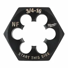 MILWAUKEE Hex Threading Die: 3/4"-16 UNF, 1 7/16 in Hex Wd, Black Oxide Carbon Steel (MPN 49-57-5378)
