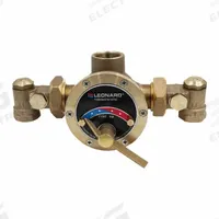 LEONARD VALVE Thermostatic Mixing Valve: 1 1/4 in Inlet Connection Size, NPT, Bronze, 65°F to 180°F (MPN TM-150-AT-LF-RF). Key specifications — Includes: Check-stops; Brand: LEONARD VALVE.