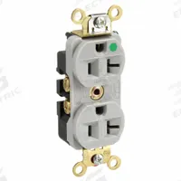 HUBBELL Receptacle: Hospital Grade Fed. Spec., Duplex, 5-20R, Gray, 125V AC, 20 A, 2 Pole / 3 Wire (MPN HBL8300ILGY)
