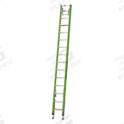 LITTLE GIANT Extension Ladder: 28 ft Ladder Size, Fiberglass, 375 lb Load Capacity - Cable Grab Non-Conductive Fiberglass Extension Ladders