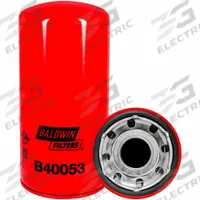BALDWIN FILTERS Oil Filter: B40053, 1 5/8"-12 Thread Size, 10 7/16 in Overall Ht, Oil, Cellulose. Key specifications — Baldwin Interchange: B40053; Brand: BALDWIN FILTERS; Compatible Vehicle Make: DuraStar; Includes: Integral Gasket; Media Material: Cellulose.