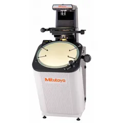 MITUTOYO Optical Comparator: Vertical, Inverted Image, 15.9 in x 9.8 in Table Size, 10X (MPN 304-919-11A-QM). Key specifications — attr1183445: Inverted Image; attr1183446: 15.9 in x 9.8 in; attr1183447: 10X; attr1183448: 20 in; attr1183450: 8 in; attr1183451: 4 in; attr1183467: MITUTOYO.