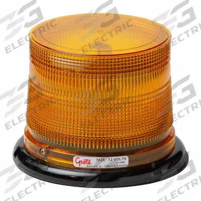 GROTE Flashing Beacon: Flashing Beacon, Amber, 6 7/16 in Overall Wd, 5 1/4 in Overall Ht - Vehicle Flashing Beacons