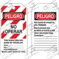 BRADY Lockout Tag: Peligro, Heavy Duty Polyester, Write-On Surface, Spanish, Danger/Peligro, Tag (MPN 98219)