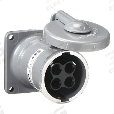HUBBELL Pin and Sleeve Receptacle: Gray, 250V DC/600V AC, Three Phase, 100 A, 3 Pole - Watertight Receptacles