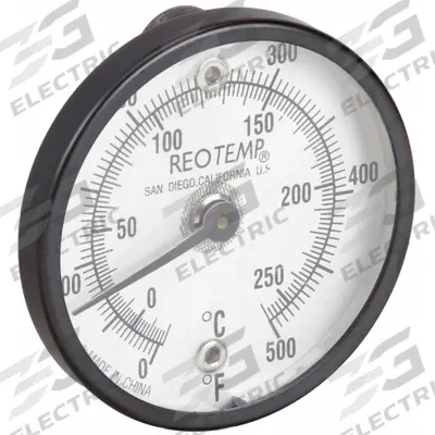 REOTEMP Magnetic Dial Thermometer: 0°F to 500°F /-20°C to 260°C - General Purpose Magnetic-Back Dial Thermometers