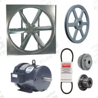 DAYTON Supply Fan w/Drive Package: Belt Drive, 48 in Blade, Totally Enclosed, 31,442 cfm, 3 ph, 3 hp (MPN 7D530). Key specifications — Nameplate Voltage: 230/460V AC; Assembled: Unassembled; Brand: DAYTON; Enclosure Design: Totally Enclosed Motor.