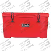 GRIZZLY COOLERS Marine Chest Cooler: Red, 72 Cans, 60 qt Cooler Capacity, 6 day Ice Retention (MPN 4400023). Key specifications — Brand: GRIZZLY COOLERS; Drain Plug: Not Included; Wheels Included (FILTER): No.