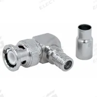 DOLPHIN COMPONENTS CORP Coaxial Connector (Right Angle): Male, Connector, Silver, Crimp-On, 10 PK (MPN DC-R-2). Key specifications — attr930438: Connector; attr930422: DOLPHIN COMPONENTS CORP; attr930423: Silver; attr930429: Nickel-Plated; attr930430: Male; attr976216: Right Angle.