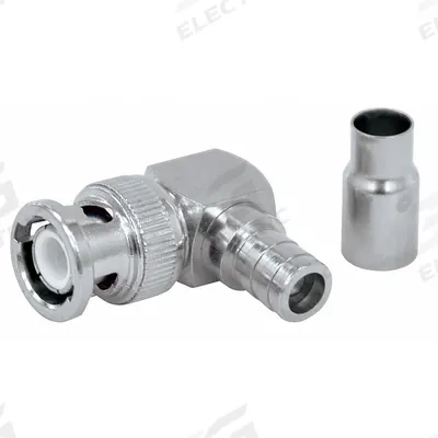 DOLPHIN COMPONENTS CORP Coaxial Connector (Right Angle): Male, Connector, Silver, Crimp-On - BNC Coaxial Connectors
