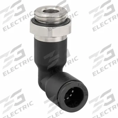 LEGRIS Push-Fit Elbow Fitting: 1/4 mm Pipe x 10 mm OD Size, BSPP x Push-to-Connect - Nylon & Nickel-Plated Brass Tube Fittings