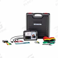 MEGGER Earth Ground Resistance Tester: 0.01 ohm to 20,000 ohm, CAT IV, IP30, Digital, 25 V/50 V (MPN DET4TR2 c/w leads + spikes). Key specifications — IP Rating: IP30; Test Current: 4.5 mA, 0.45 mA, or 0.045 mA; Test Voltage: 50 V; Brand: MEGGER.