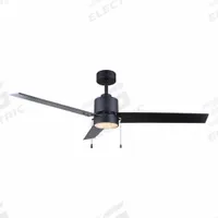 CANARM Ceiling Fan: 3,722 cfm Airflow, 52 in Blade Dia, 3 Speeds, 120V AC, Single Phase, Black (MPN CF52JAC3BK-ES). Key specifications — Voltage: 120V AC; Light Kit: Yes; Number of Speeds: 3; Phase: Single; Current: 0.27 A; Brand: CANARM.