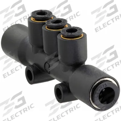 LEGRIS Push-Fit Tee Fitting: 1/4 in OD x 5/32 in OD x 5/32 in OD Size, Nylon - Nylon & Nickel-Plated Brass Tube Fittings