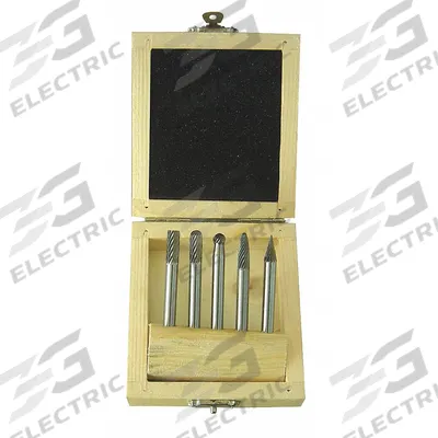 WESTWARD Carbide Bur Set: 1/4" Shank, Single Cut, 1/4" Head Dia - Single-Cut Carbide Bur Sets