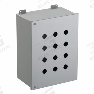 HAMMOND Push Button Enclosure: 22mm, 12 Holes, Carbon Steel - Enclosures for 22mm Operators
