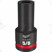 MILWAUKEE Deep Impact Socket: 3/4 in Drive Size, SAE, 5/8 in Socket Size, 6-Point, Deep, Friction (MPN 49-66-6333). Key specifications — attr1215501: MILWAUKEE; attr1215515: Black Phosphate; attr1215518: 5/8 in.