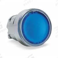 SCHNEIDER Flush Push Button: Blue, 22 mm Mounting Size, Metallic, Maintained (MPN ZB4BH063). Key specifications — Brand: SCHNEIDER; Action: Maintained; Series: XB4; Push Button Material Type: Metallic.