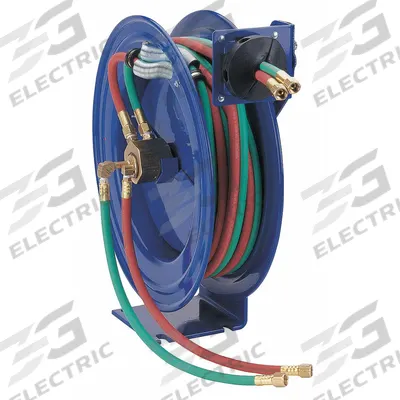 COXREELS Welding Hose Reel: 50 ft (1/4 in I.D.), 9/16 in F UNF, 200 psi Max Op Pressure - Standard Welding Spring-Return Hose Reels