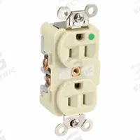 HUBBELL Receptacle: Hospital Grade Fed. Spec., Duplex, 5-15R, Ivory, 125V AC, 15 A, 2 Pole / 3 Wire (MPN HBL8200I)