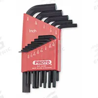 PROTO Hex Key Set: 11 - 15 Pieces, L, SAE, Std End, Short, 13 Pieces, Holder, Black Oxide, 2 Tips (MPN J4980). Key specifications — attr1205553: Not Tether Capable; attr1205554: PROTO; attr1205568: Black Oxide; attr1293176: 11 - 15 Pieces.