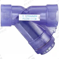 HAYWARD Y Strainer: 1 1/4 in, NPT, Mesh, 0.0313 in Screen Size, PVC, FPM, 5 7/8 in Ht, 6 5/8 in Lg (MPN YS10125T). Key specifications — Brand: HAYWARD; Seal Material: FPM; Manufacturer Part Number: YS10125T; Screen Material: PVC.