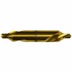 KEO Center Drill: Plain Type, #5/0, 60°, 1 1/4 in Overall Lg, LH, TiN Coated High Speed Steel (MPN 906-000-610). Key specifications — Brand: KEO; End Type: Double End.
