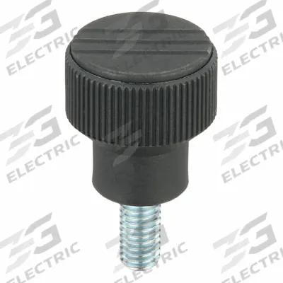 KIPP Hand Knob: Knurled, Plastic w/ Steel Thread, 3/8"-16 Thread, 20 mm Thread Lg - Knurled Knobs with Threaded Stud