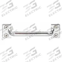 MONROE PMP Pull Handle: Unthreaded Holes, Zinc, Silver, #8 Screw Size, 0.88 in, 1.25 in Projection (MPN PH-0220). Key specifications — Brand: MONROE PMP; Projection Type: Non-Recessed; Material: Zinc; Finish: Polished Chrome; Color: Silver; Folding Type: Fixed; Mounting Type: Unthreaded Holes; Screw Size: #8.