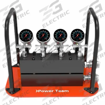POWER TEAM Hydraulic Manual Selector Manifold Valves: 1 Inlet Ports, 4 Outlet Ports - Split Flow Hydraulic Manifold Valve Assemblies