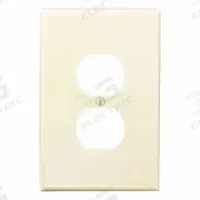 LEVITON Wall Plate: Duplex Outlet, 1 Gang, Ivory, Jumbo Size (MPN 86103). Key specifications — Brand: LEVITON; Material: Plastic.