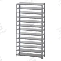 QUANTUM STORAGE SYSTEMS Bin Shelving: 36 in x 18 in x 75 in, 1 Sided, 0 Bins, 13 Shelves (MPN 1875-000). Key specifications — Includes Bins: No; Frame Color: Gray; Frame Material: Steel; Brand: QUANTUM STORAGE SYSTEMS.