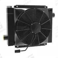 AKG Forced Air Oil Cooler: 36 hp Heat Removed, 80 gpm Max. Flow, 377 psi Max. Pressure, 12V DC (MPN D36-12-BP60). Key specifications — attr96059: SAE #20; attr96056: IP 68; attr96057: 12V DC; attr98919: AKG.