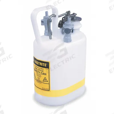 JUSTRITE Waste Can: 1 gal Can Capacity, Polypropylene Fitting Material - HPLC Waste Cans