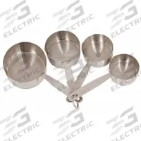 CRESTWARE Measuring Cup Set: Dry, 0.25 C Capacity, Stainless Steel, 4 Pieces, Gray, NSF Certified (MPN MEACP). Key specifications — Dry/Liquid: Dry; Material: Stainless Steel; Color: Gray; Brand: CRESTWARE; NSF Certified: Yes; Graduation Subdivisions: 1/2 cup.