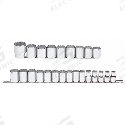 PROTO Socket Set: 1/2 in Drive, 24 Piece, 12-Point, Metric - SAE Tether-Ready Socket Sets